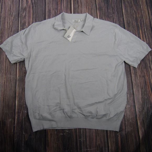 Collars & Co Sweater Mens 3XL Gray Short Sleeve Collared Pullover Lightweight